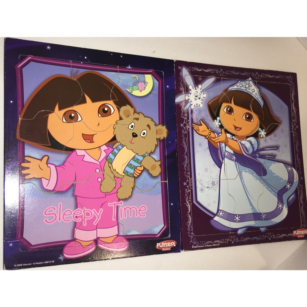 Playskool Wooden Puzzles Hasbro Lot of 2 Dora EUC